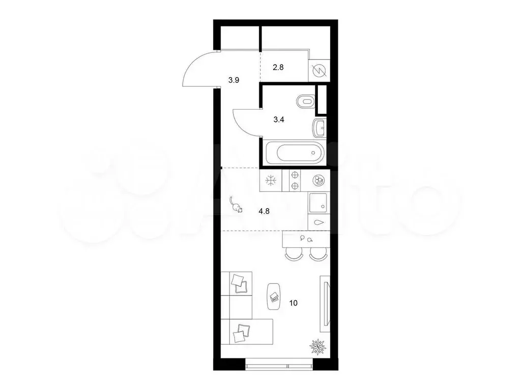 Квартира-студия, 24,9 м, 11/16 эт. - Фото 0