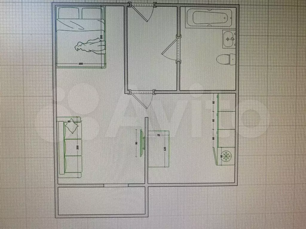 1-к. квартира, 37 м, 4/5 эт. - Фото 0
