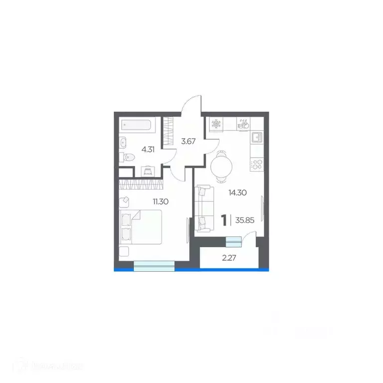 1-к кв. Рязанская область, Рязанский район, Дядьковское с/пос, с. ... - Фото 2