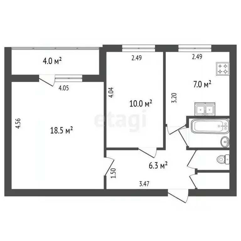 2-к кв. Санкт-Петербург Горелово тер., ул. Коммунаров, 116к1 (45.7 м) - Фото 1