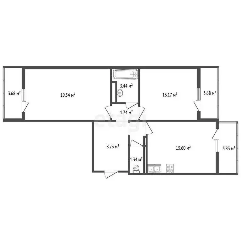 2-комнатная квартира: Анапа, улица Адмирала Пустошкина, 22к10 (69.4 м) - Фото 1