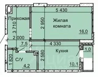 1-к кв. Новосибирская область, Новосибирск Юбилейный мкр,  (38.7 м) - Фото 0