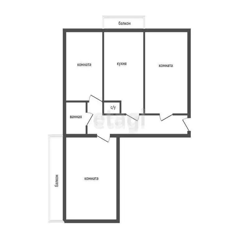 3-комнатная квартира: Ангарск, 7-й микрорайон, 15 (64 м) - Фото 1