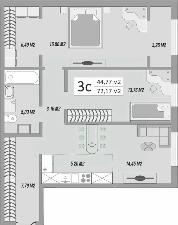 3-к кв. Оренбургская область, Оренбург ул. Яицкая, 11 (74.67 м) - Фото 0