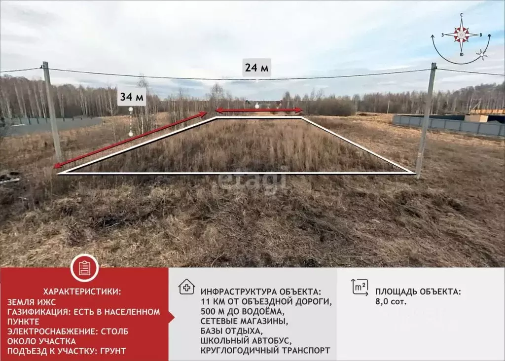 Участок в Тюменская область, Тюменский район, д. Решетникова  (8.0 ... - Фото 0