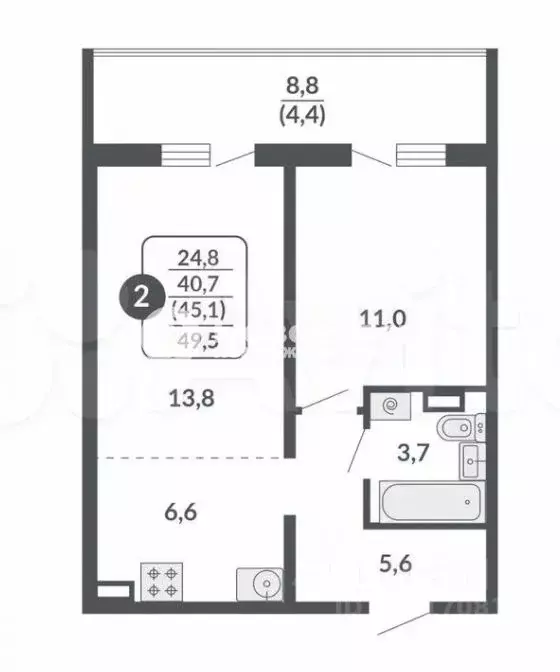 2-к кв. Кировская область, Киров ул. Крупской, 12 (45.1 м) - Фото 1