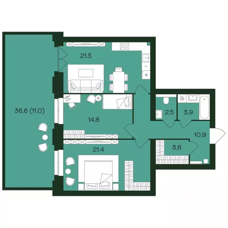 2-к кв. Чувашия, Чебоксары просп. Чебоксарский (89.6 м) - Фото 1