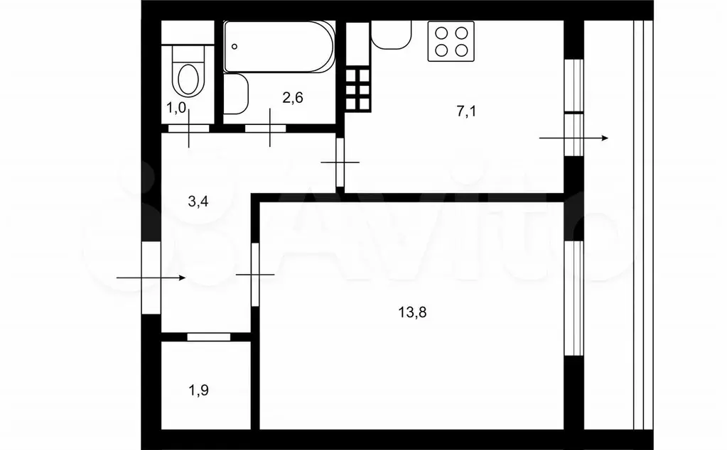 10 и более-к. квартира, 31,8 м, 7/12 эт. - Фото 0