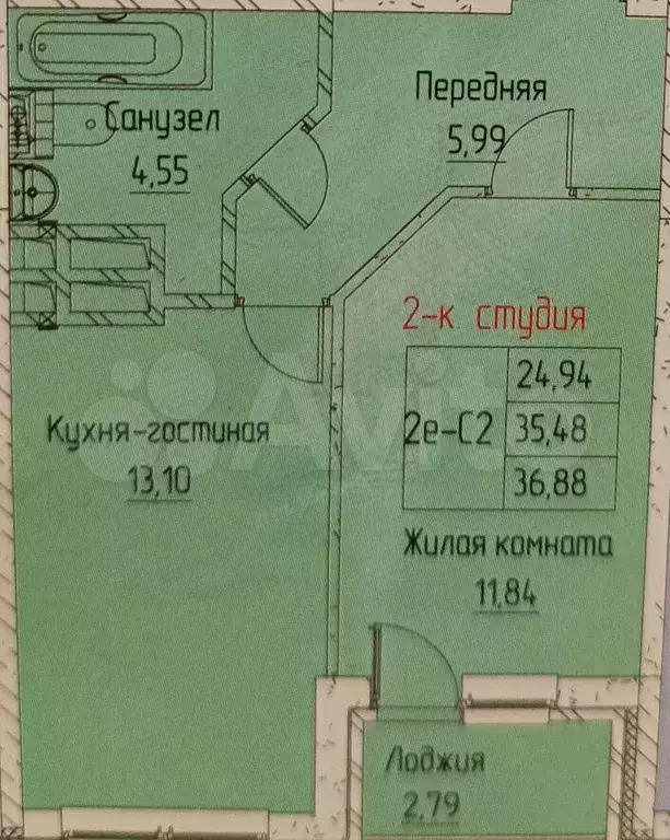 1-к. квартира, 37 м, 13/18 эт. - Фото 0