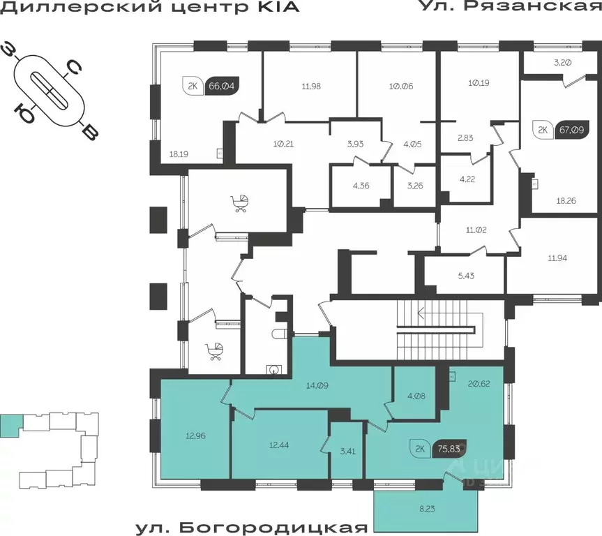 2-к кв. Тульская область, Тула ул. Богородицкая, 8В (70.63 м) - Фото 1