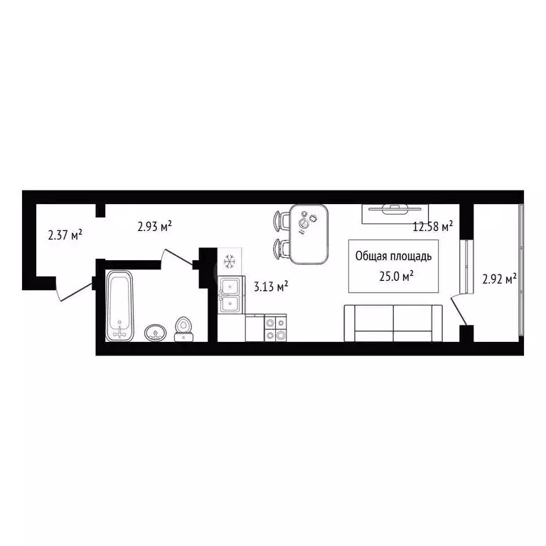 Квартира-студия: Новосибирск, улица Забалуева, 88 (25 м) - Фото 0