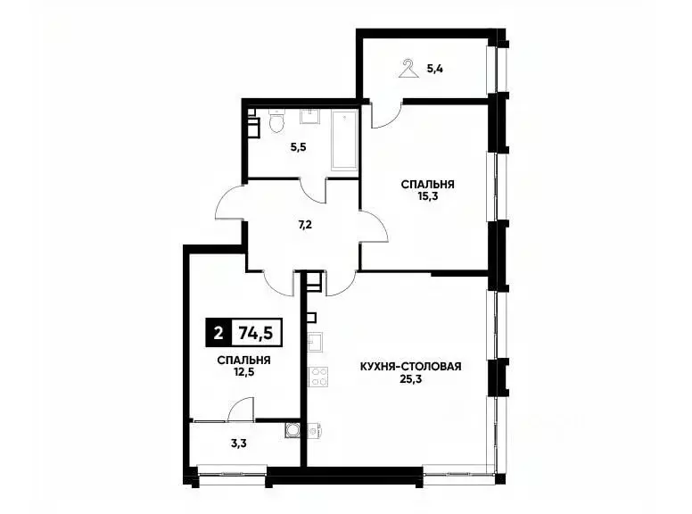 1-к кв. Ставропольский край, Ставрополь ул. Андрея Голуба, 14 (74.5 м) - Фото 0