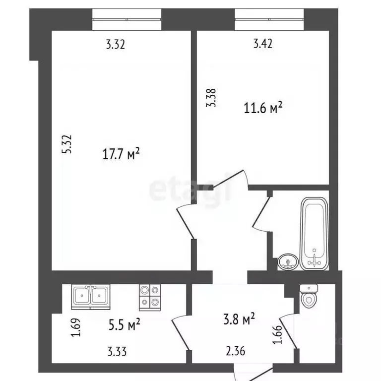 Комната Тюменская область, Тюмень Олимпийская ул., 4 (41.2 м) - Фото 0