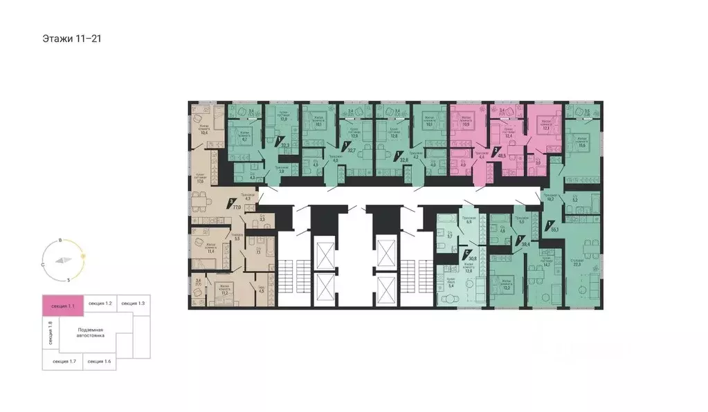 1-к кв. Свердловская область, Екатеринбург Вторчермет жилрайон,  (30.8 ... - Фото 2