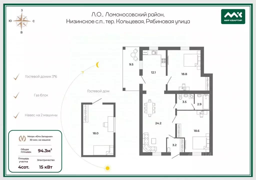 Дом в Ленинградская область, Ломоносовский район, Горбунковское с/пос, ... - Фото 2