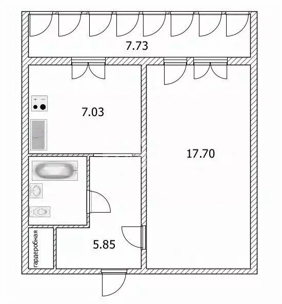 1-к кв. Ульяновская область, Ульяновск просп. Хо Ши Мина, 32 (34.8 м) - Фото 2