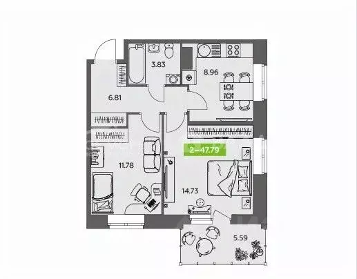 2-к кв. Архангельская область, Северодвинск Беломорский просп., 3Ак2 ... - Фото 2