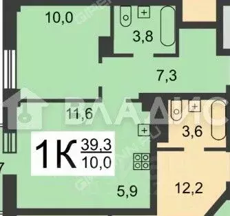 1-к кв. Нижегородская область, Нижний Новгород Волжская ул., 42 (38.9 ... - Фото 1
