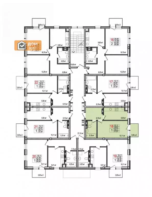 1-комнатная квартира: Заозёрное, Олимпийская улица, 2 (37.81 м) - Фото 1