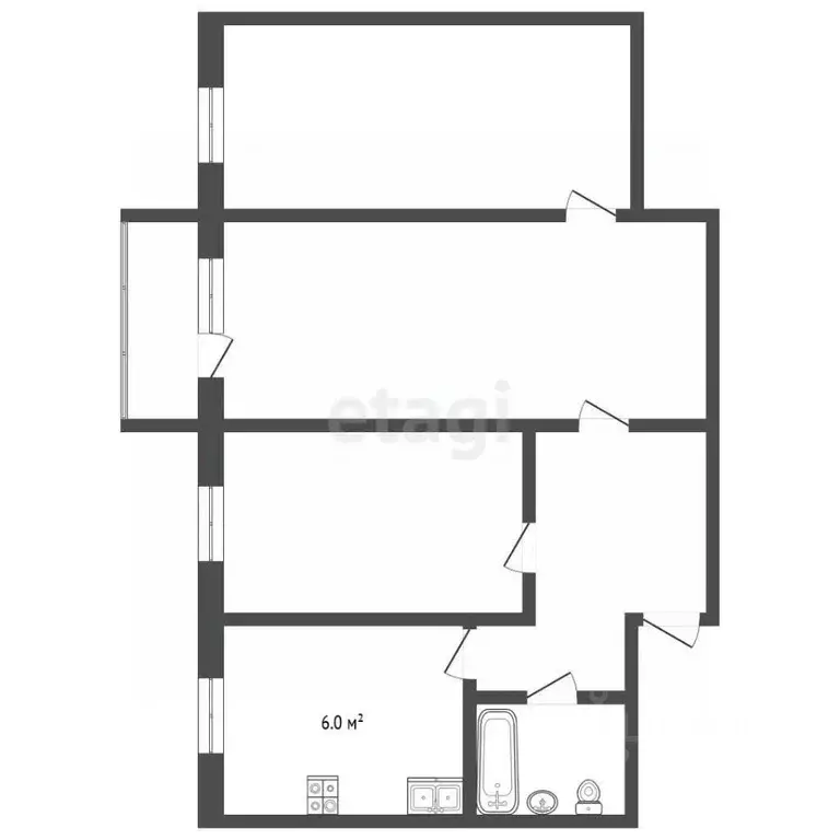 3-к кв. Москва Азовская ул., 35К2 (54.9 м) - Фото 2