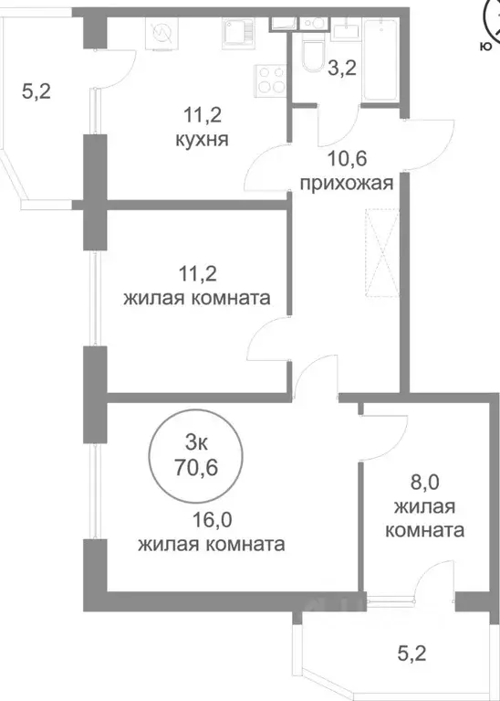 3-к кв. Ханты-Мансийский АО, Сургут ул. Александра Усольцева, 10 (71.0 ... - Фото 0