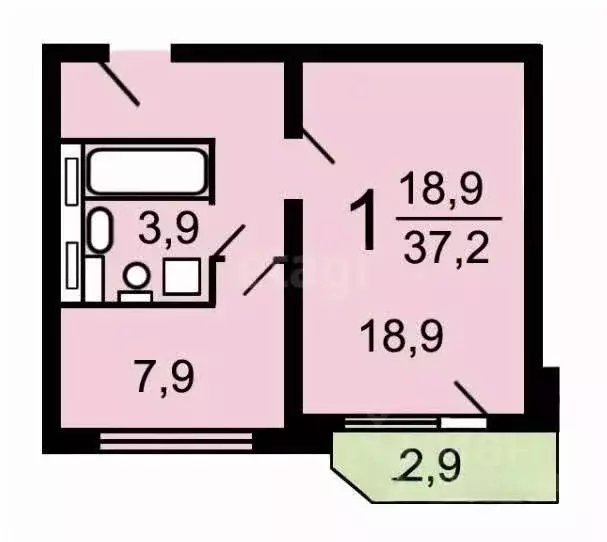 1-к кв. Москва Осенний бул., 6 (37.7 м) - Фото 1