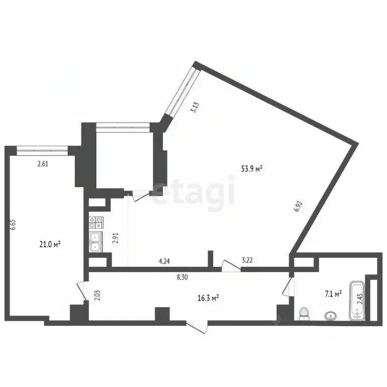 2-к кв. Пермский край, Пермь ул. Чернышевского, 15в (98.3 м) - Фото 2