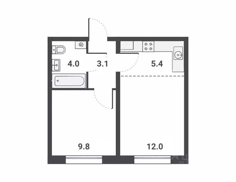 2-к кв. Кировская область, Киров бул. Прибрежный, 6 (34.3 м) - Фото 0