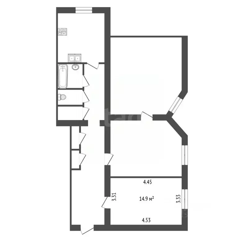 Комната Санкт-Петербург Саперный пер., 13 (14.9 м) - Фото 2