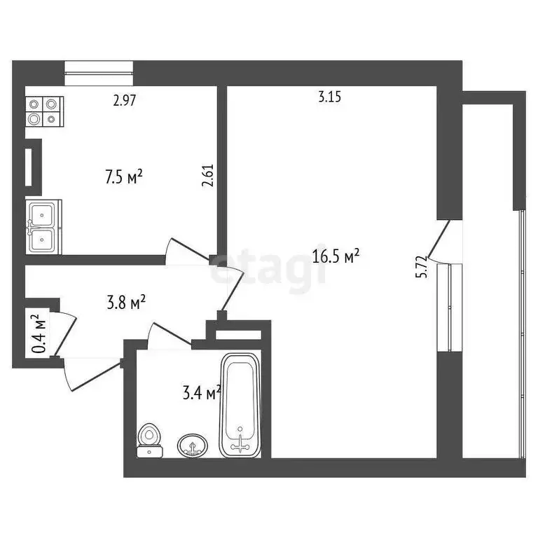 1-комнатная квартира: Севастополь, улица Генерала Мельника, 9 (31.6 м) - Фото 0