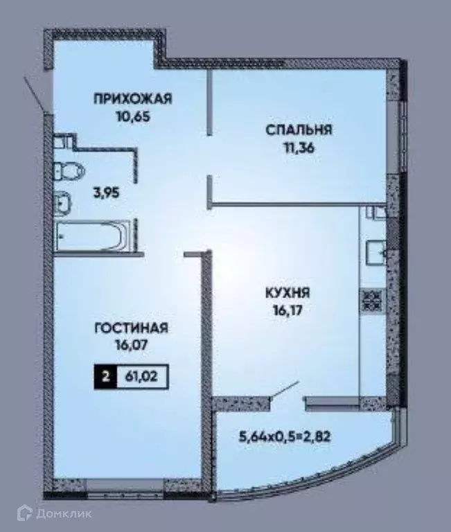 Продаётся 2-к квартира, 58 м - Фото 1