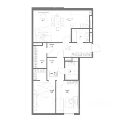 3-к кв. Татарстан, Казань Резиденция на Сары Садыковой жилой комплекс ... - Фото 1