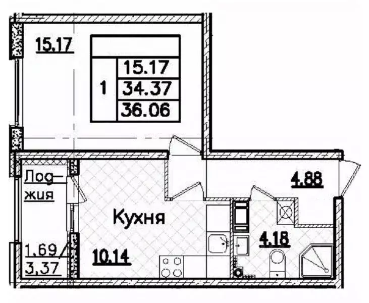 1-к кв. Санкт-Петербург Полюстровский просп., 75 (36.06 м) - Фото 1