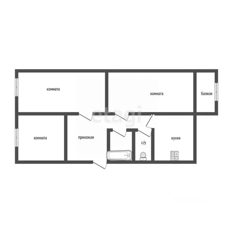 3-к кв. Курганская область, Курган Комсомольская ул., 83 (62.6 м) - Фото 2