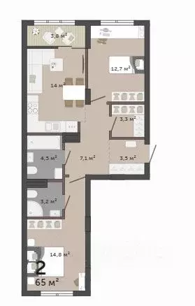 Продаётся 2-к квартира, 65 м - Фото 1