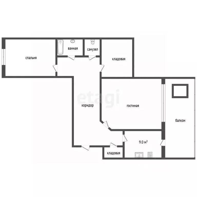 2-к кв. Татарстан, Набережные Челны 9-й комплекс, 41 (58.9 м) - Фото 2