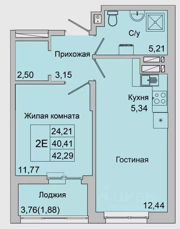 2-к кв. Ростовская область, Батайск ул. Булгакова, 11 (42.29 м) - Фото 0