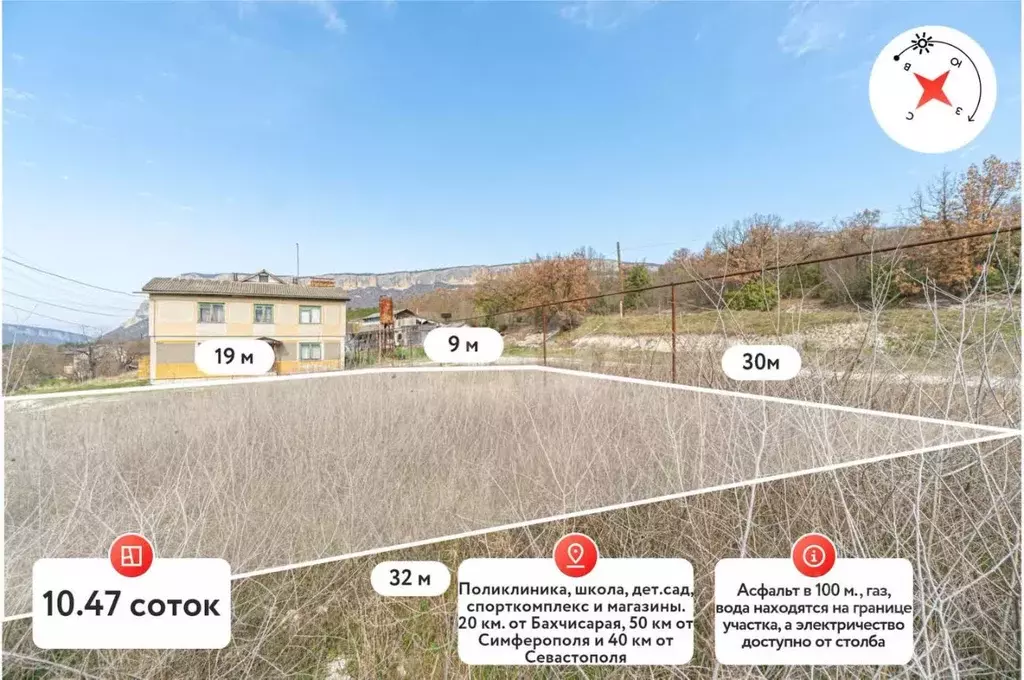 Участок в Крым, Бахчисарайский район, Куйбышево пгт ул. Спортивная ... - Фото 1