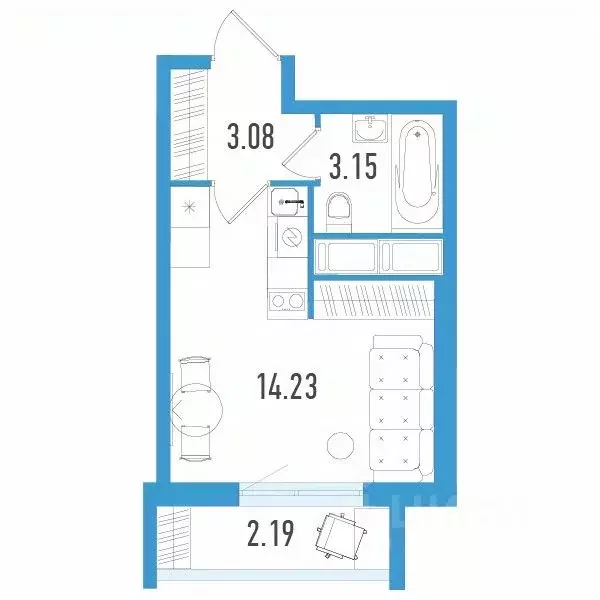 Студия Санкт-Петербург ул. Маршала Казакова, 62к1 (21.12 м) - Фото 0