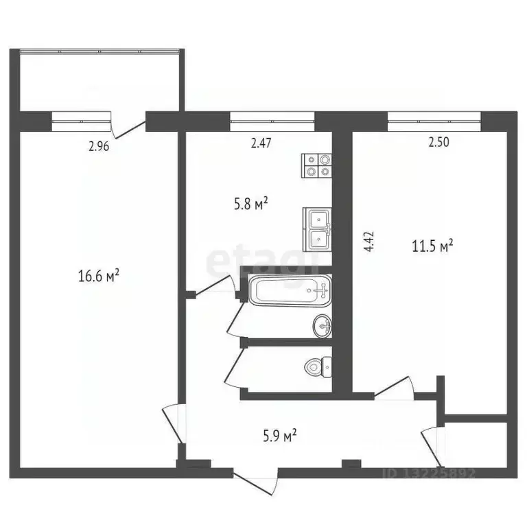 2-к кв. Вологодская область, Вологда Тепличный мкр, 11 (44.0 м) - Фото 1