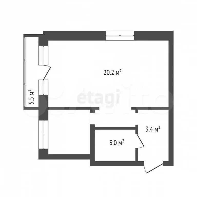 1-к. квартира, 31 м, 5/5 эт. - Фото 0