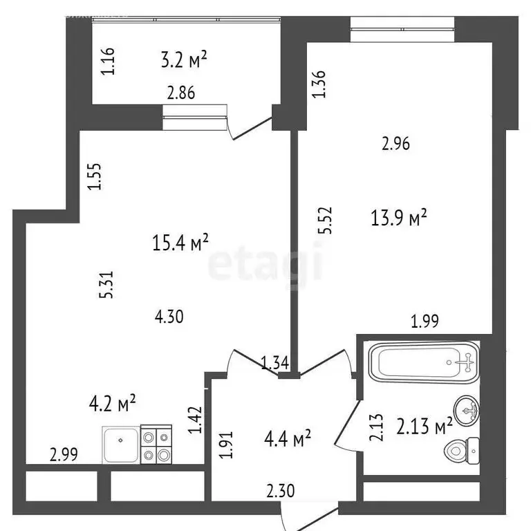 2-комнатная квартира: Ижевск, улица Архитектора П.П. Берша, 15 (56 м) - Фото 1