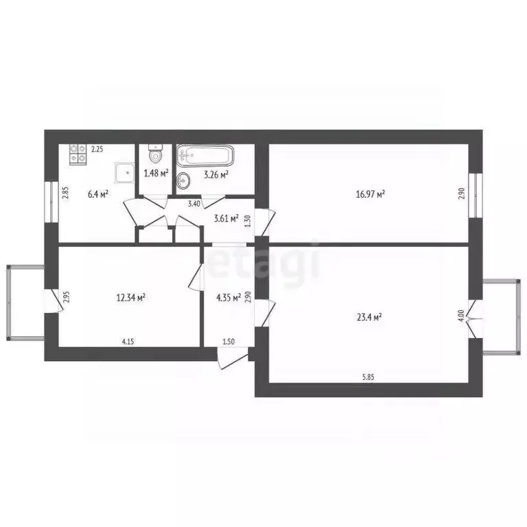 3-к кв. Севастополь ул. Большая Морская, 38 (72.4 м) - Фото 2
