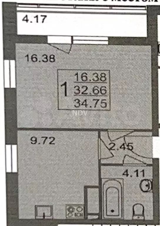 1-к. квартира, 32,8 м, 8/8 эт. - Фото 0