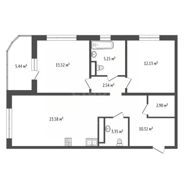 2-к кв. Тюменская область, Тюмень ул. Николая Машарова, 8 (73.6 м) - Фото 2