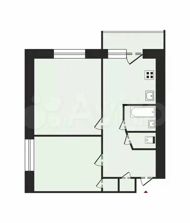 2-к. квартира, 37,4 м, 6/12 эт. - Фото 0