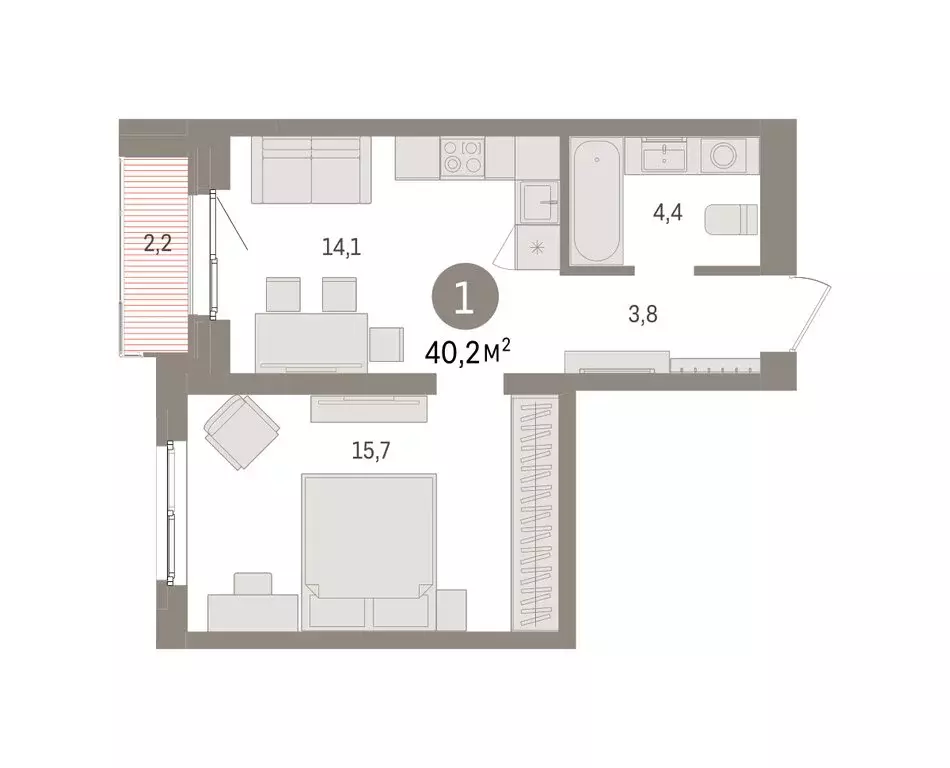 1-комнатная квартира: Екатеринбург, жилой район Юго-Западный, жилой ... - Фото 2