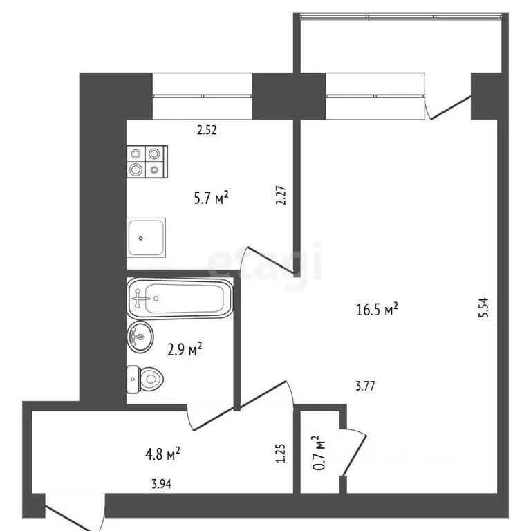1-к кв. Архангельская область, Архангельск Котласская ул., 11 (30.6 м) - Фото 2