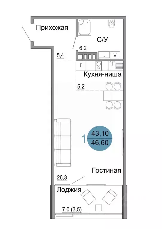 1-к кв. Крым, Керчь Белый город жилой комплекс (46.6 м) - Фото 0