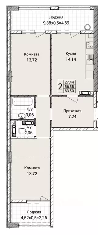 2-к кв. Севастополь ул. Братьев Манганари, 30к2 (63.5 м) - Фото 0